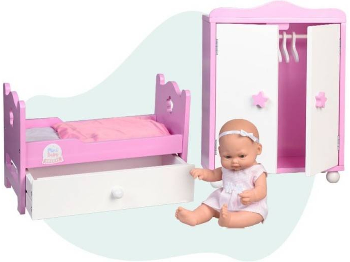 Muñeca Bebe FALCA con Armario y Cama de Madera (Edad Mínima: 3)