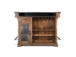 Mueble bar marrón de madera de mango, granito y metal de 150 cm
