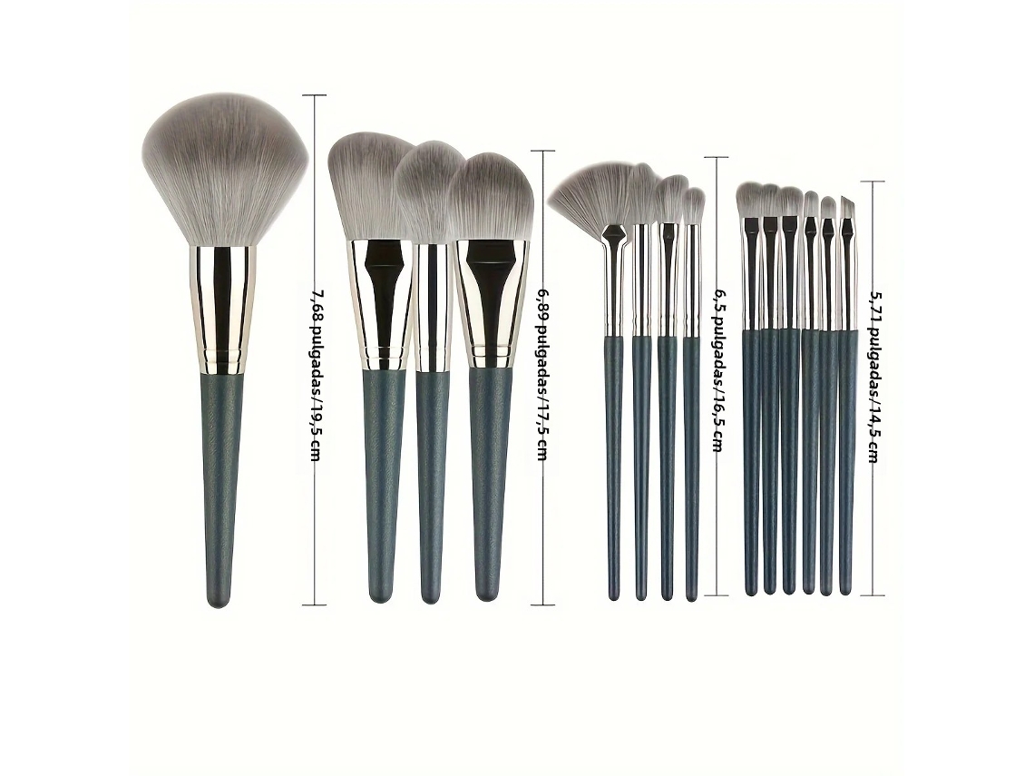 Juego De 14 Brochas De Maquillaje, Cerdas De Nailon Suaves, Set De Viaje