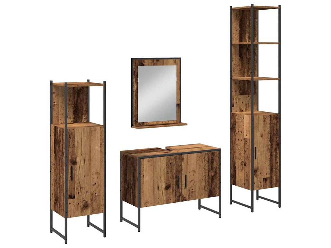 MAISON EXCLUSIVE Conjunto de muebles de baño con estante, 4 piezas, marrón
