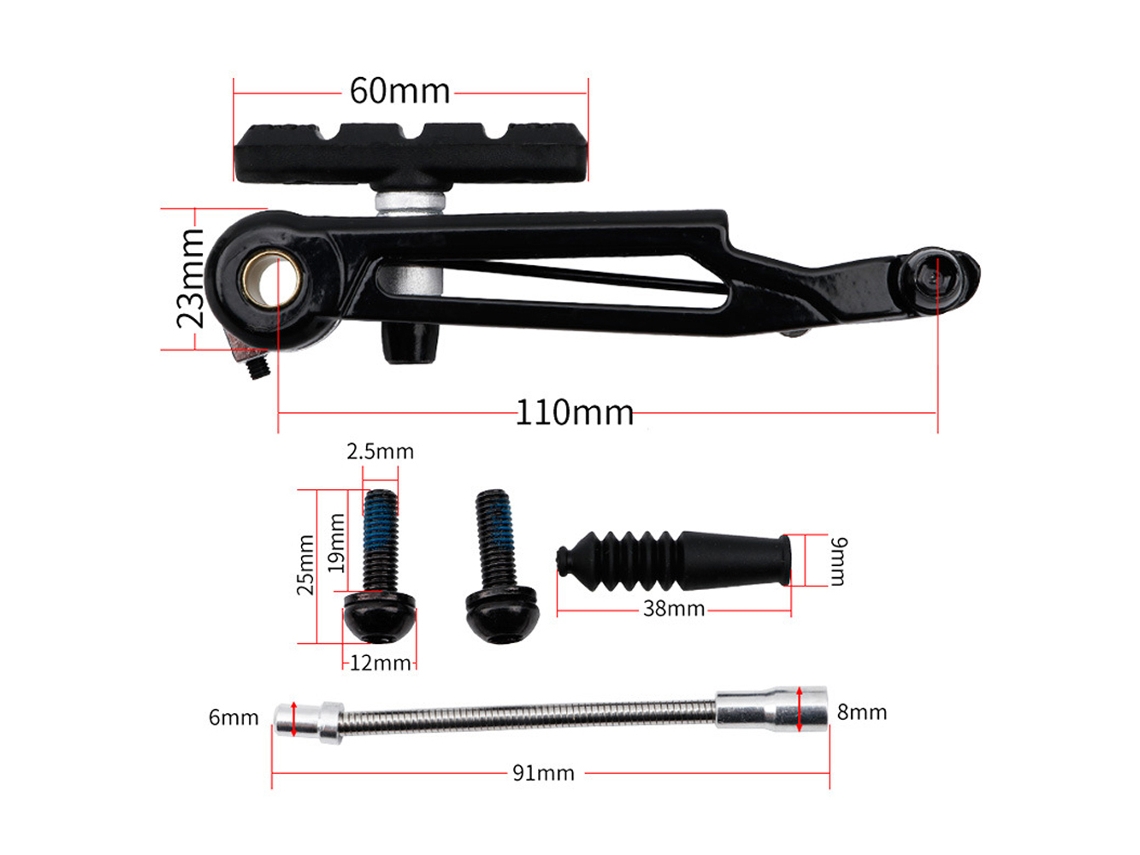 Freno V Para Bicicleta Plegable Litepro 415 110mm De Aluminio Ultraligero Brazo Largo Rueda 451