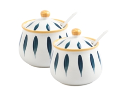 Azucarero con cuchara, salero de cerámica y recipiente para especias, utensilio de cocina NEVEANCE