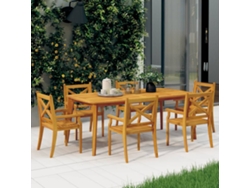 Sillas de comedor de jardín DKD Home Decor de 6 piezas en madera maciza de acacia