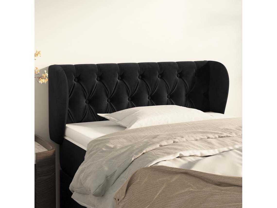 Cabecero de terciopelo negro 93x23x78/88 cm