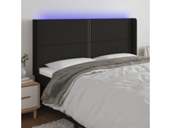 Cabecero Con Led De Tela Negro 183x16x118/128 Cm
