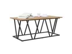 Mesa De Café Artisan De Roble 100x50x40 Cm, De Madera De Ingeniería Y Metal
