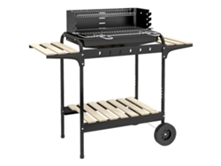 Parrilla portátil VELTRIX con soporte para leña, 103 cm, negra.