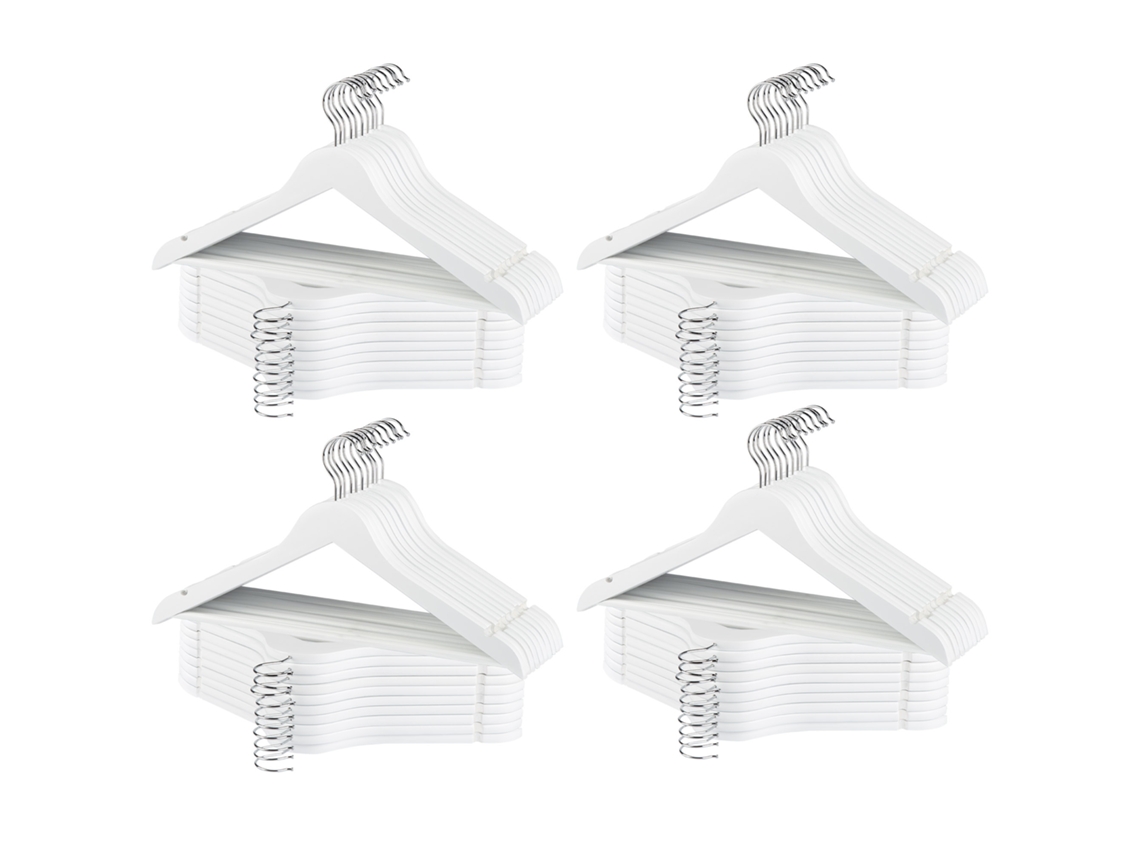 Max Home Pack 80 Perchas De Madera Color Blanco