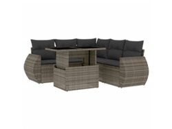 Conjunto de 6 sofás de jardín de mimbre gris con cojines MAISON EXCLUSIVE (80x200 cm)