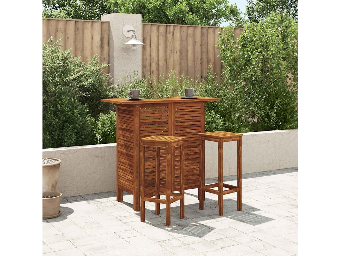 Conjunto de mesa y sillas de bar de 3 piezas DKD Home Decor en madera maciza de acacia