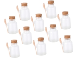 Lot De 10 Bouteilles De Sel De Mer 100g Rondes Transparentes En Plastique Abs Cuillères En Bois, ...
