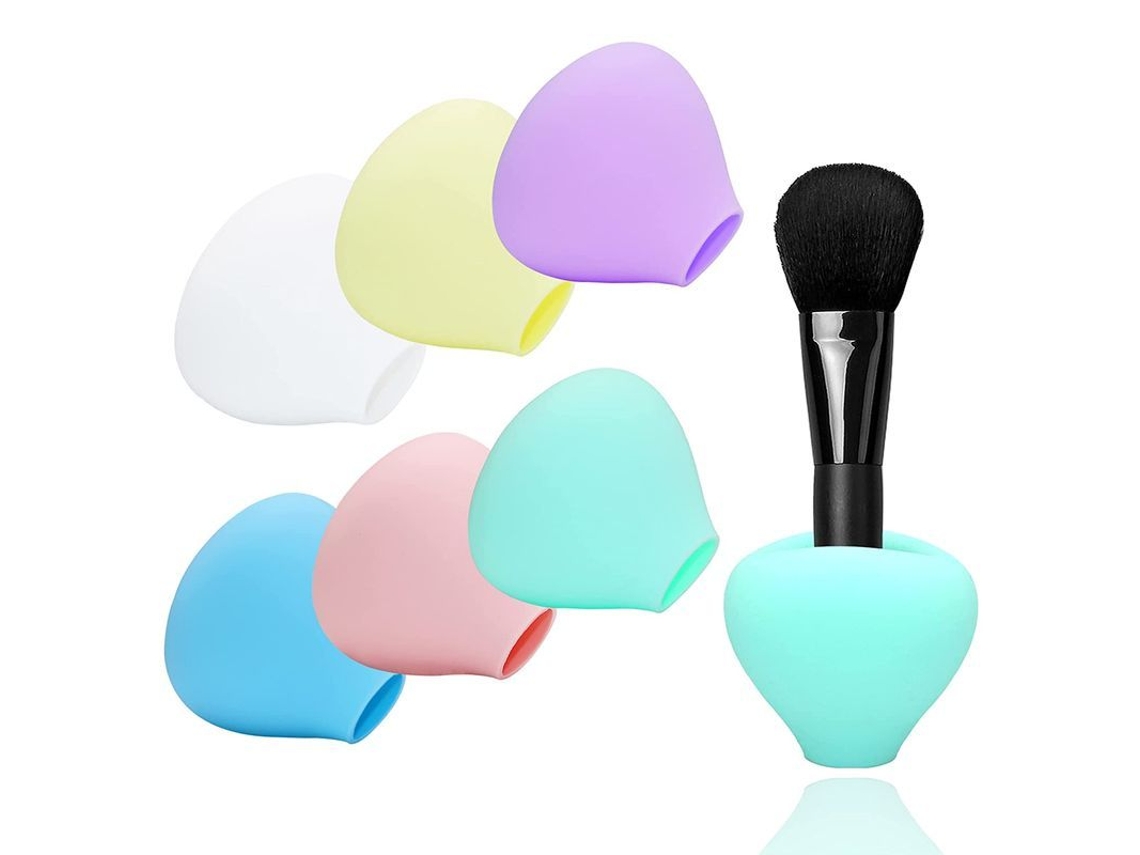 Organizador De Brochas De Maquillaje De Silicona Reutilizable, 6 Fundas Para Brochas, Regalo Para Amantes Del Maquillaje Y Esposas.
