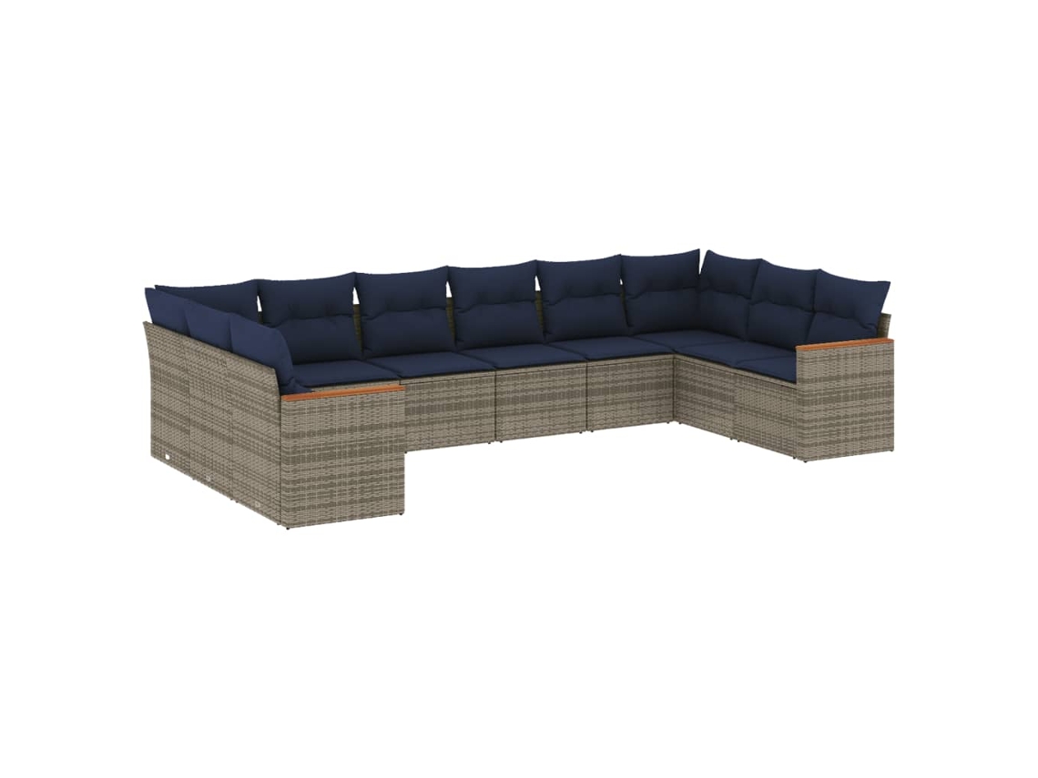 Maison Exclusive - Conjunto De Sofá De Jardín De 10 Piezas Con Cojines, Poliratán Gris