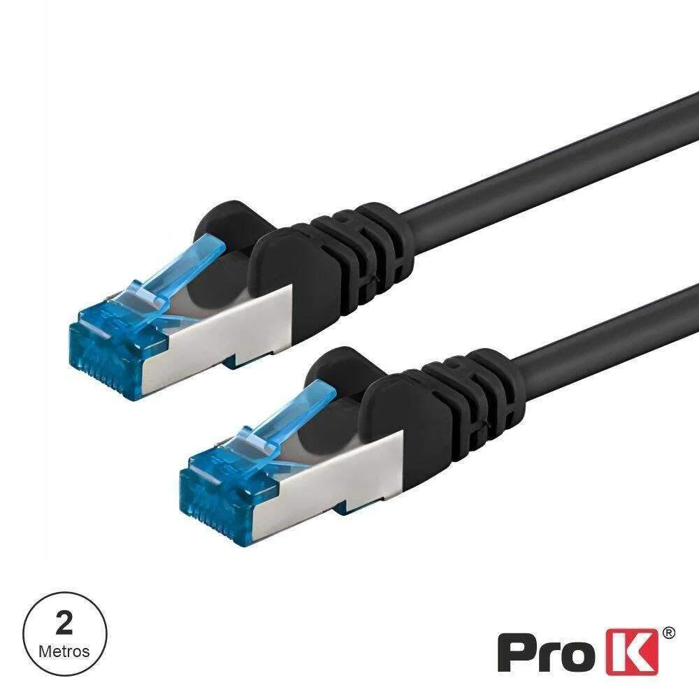 Cable de red S/ftp Cat6e 2m Negro PRO K