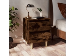 Mesas Cabeceira LOVELY HOME Mesinha Pernas Madeira 2 Pcs 40X35X50 Cm Carv. Fumado