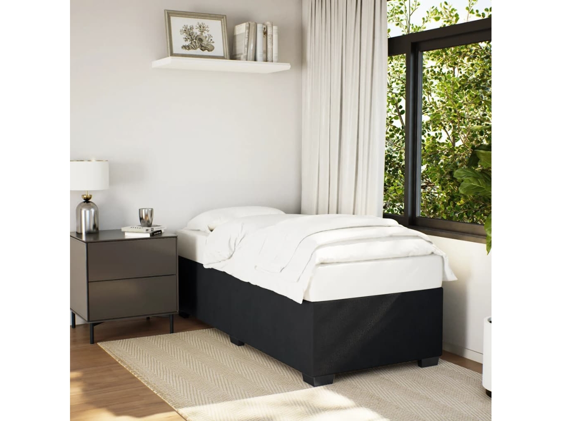 Estructura De Cama Sin Colchón Terciopelo Negro 90x190 Cm