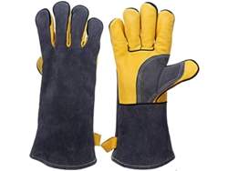 Guantes De Piel Resistentes Al Calor Y Al Fuego Con Costuras De Kevlar - Amarillo Brillante, 36 Cm