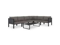 Conjunto de muebles de jardín con cojines de mimbre antracita, Dkd Home Decor