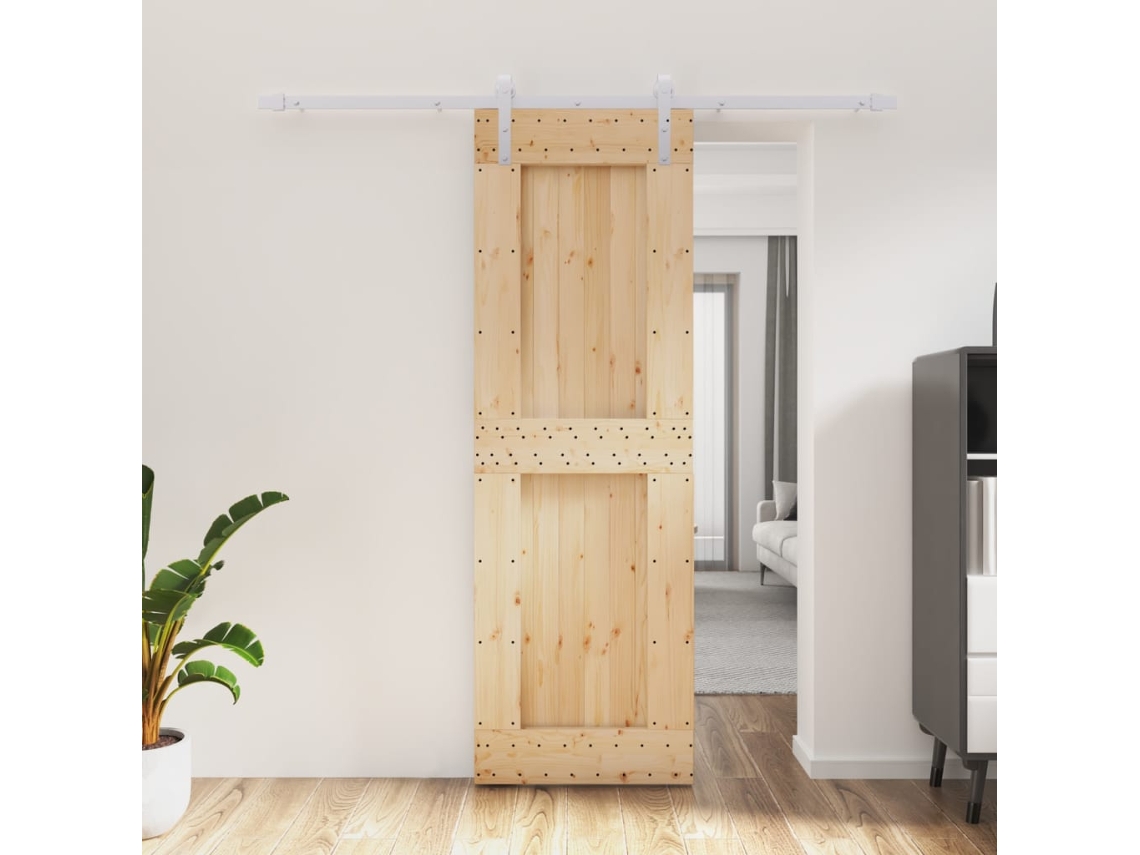 Puerta corrediza | Puerta corredera con herrajes 70x210 cm madera maciza de pino Wsd782874 Lovely Home
