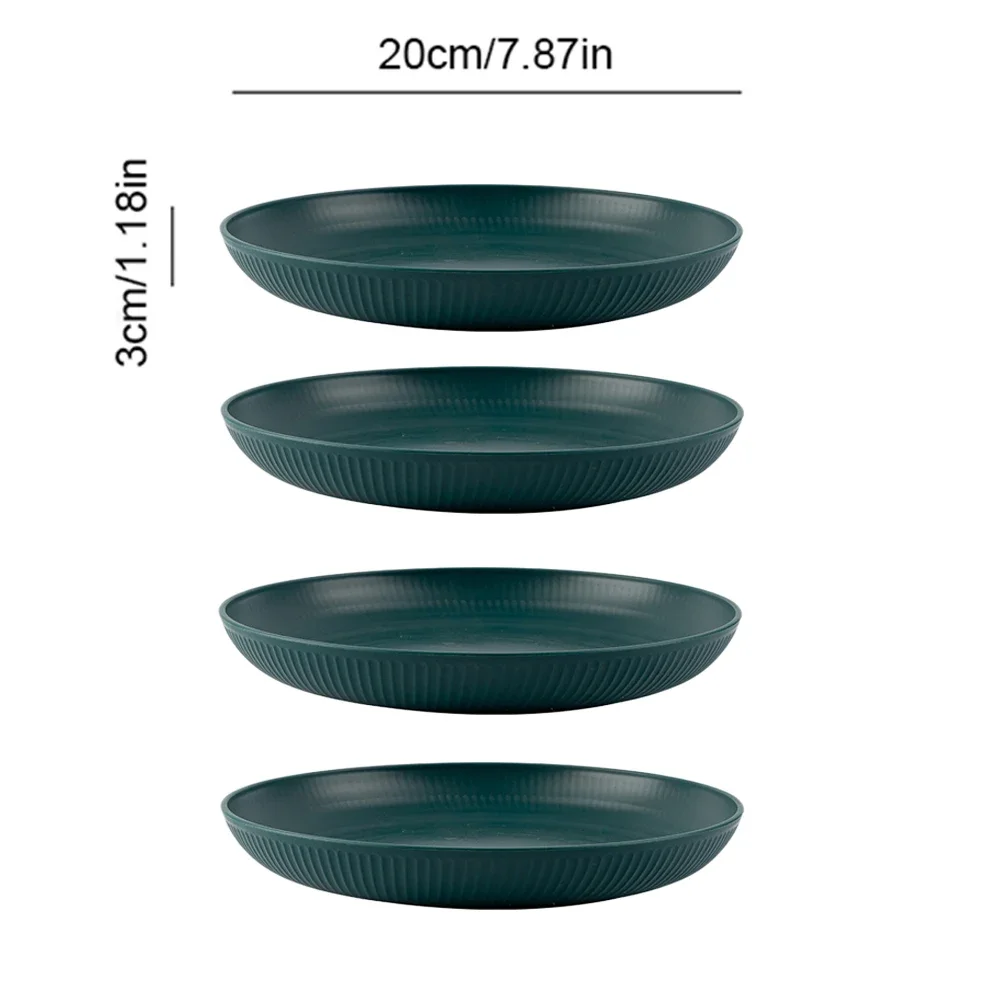 Platos de paja de trigo ligeros e irrompibles, aptos para lavavajillas y microondas. MDUG (Verde oscuro, 4 unidades)