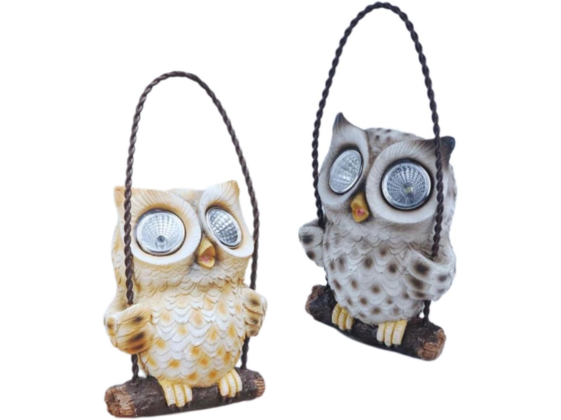 Juego de 2 piezas decorativas de resina para jardín con energía solar para iluminación exterior. SFUSHOS
