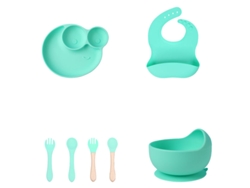 Juegos De Cubiertos De Silicona Azul Para Bebés: Antiadherentes, Sin Bpa, Aptos Para La Alimentación Complementaria Autorregulada
