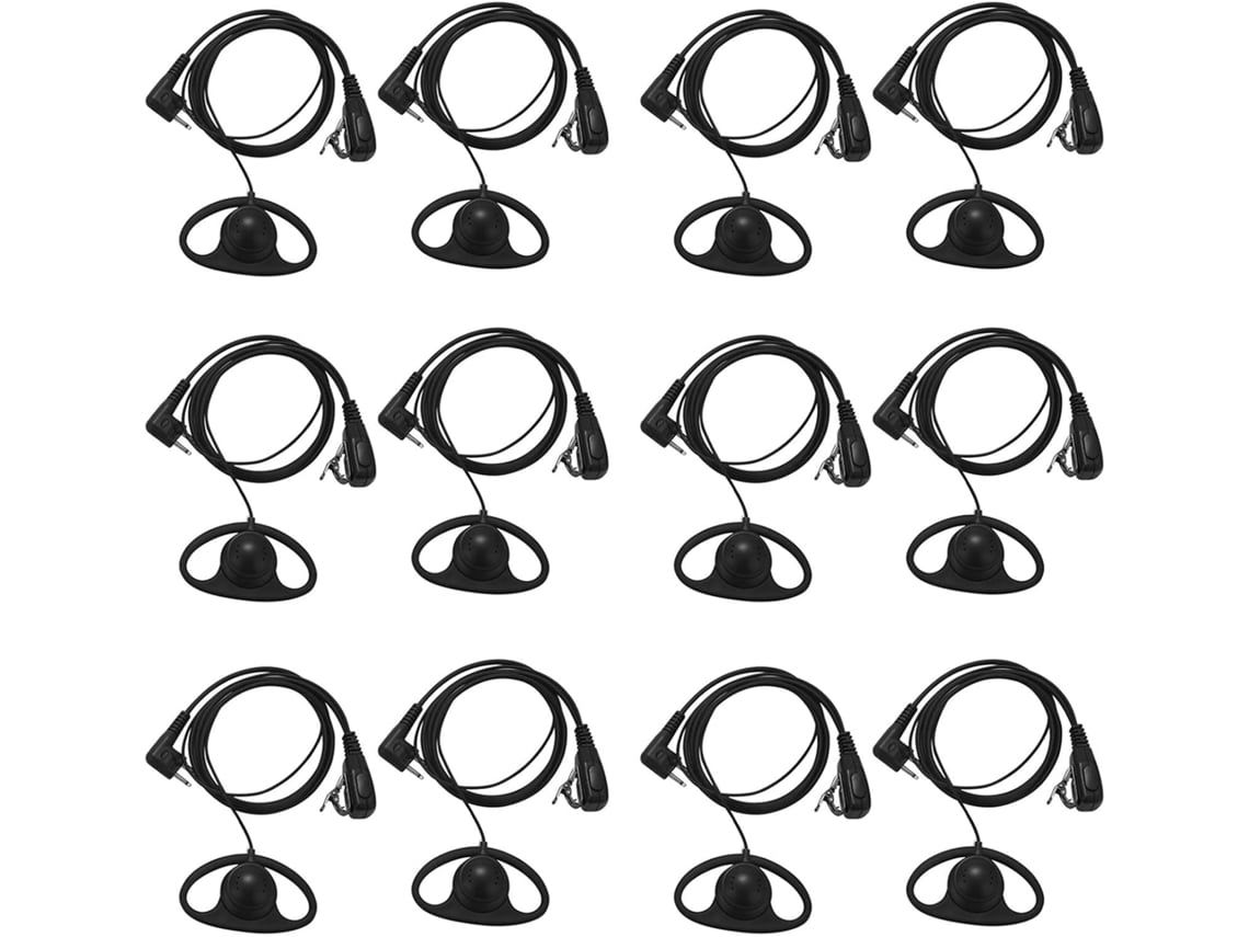 Paquete De 12 Auriculares Intrauditivos De 2 Pines Con Forma De D Y Micrófono.