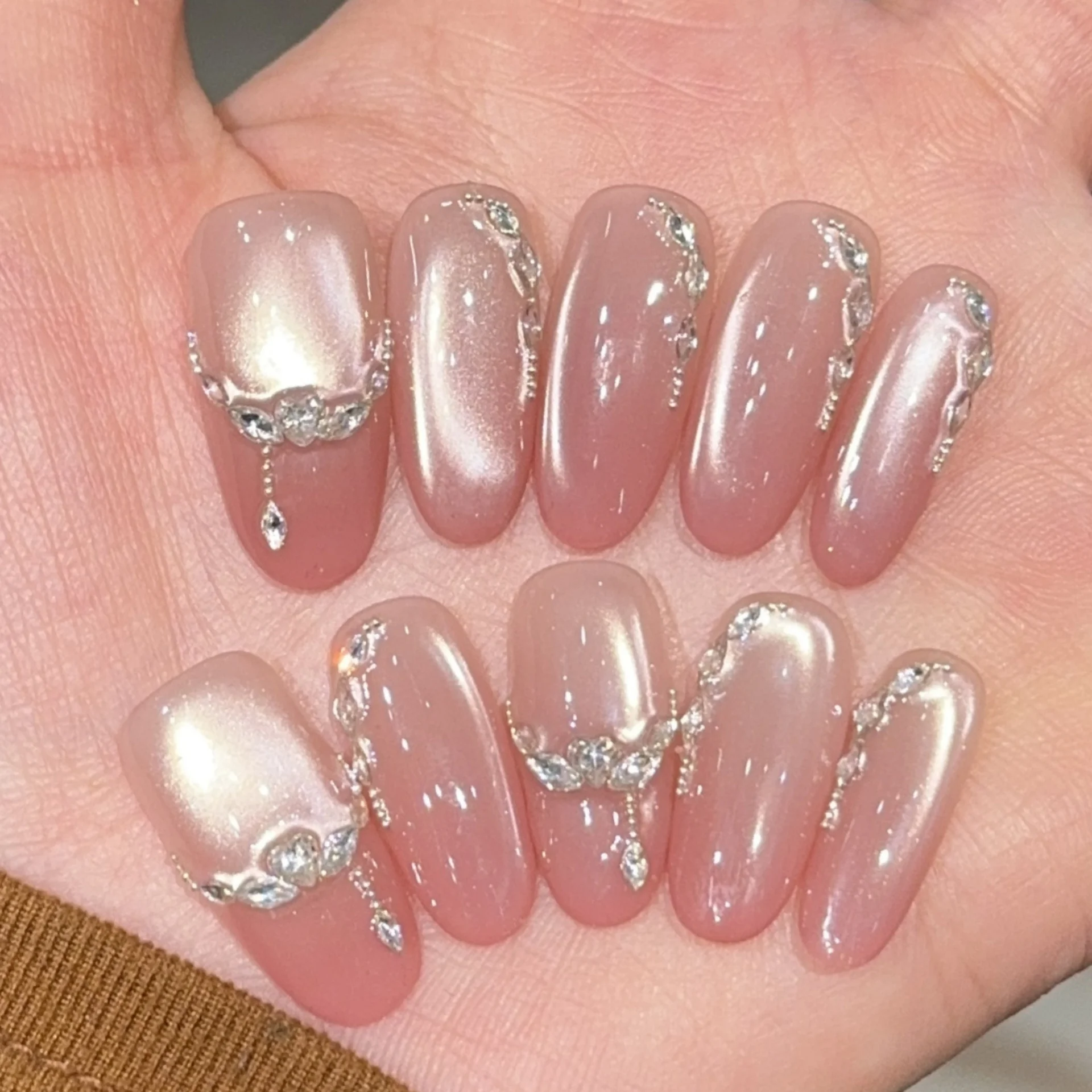 (1349-xs) Paquete De 10 Puntas De Uñas Artificiales De Ajuste A Presión