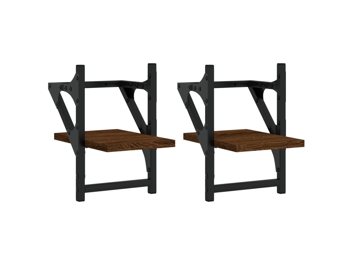 Estantes de pared con barras, juego de 2, roble marrón, MAISON EXCLUSIVE (20 x 25 x 30 cm)