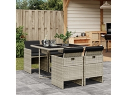 Juego de comedor de jardín de 5 piezas DKD Home Decor con cojines gris claro