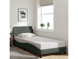 Estructura De Cama Sin Colchón Tela Gris Oscuro 80x200 Cm