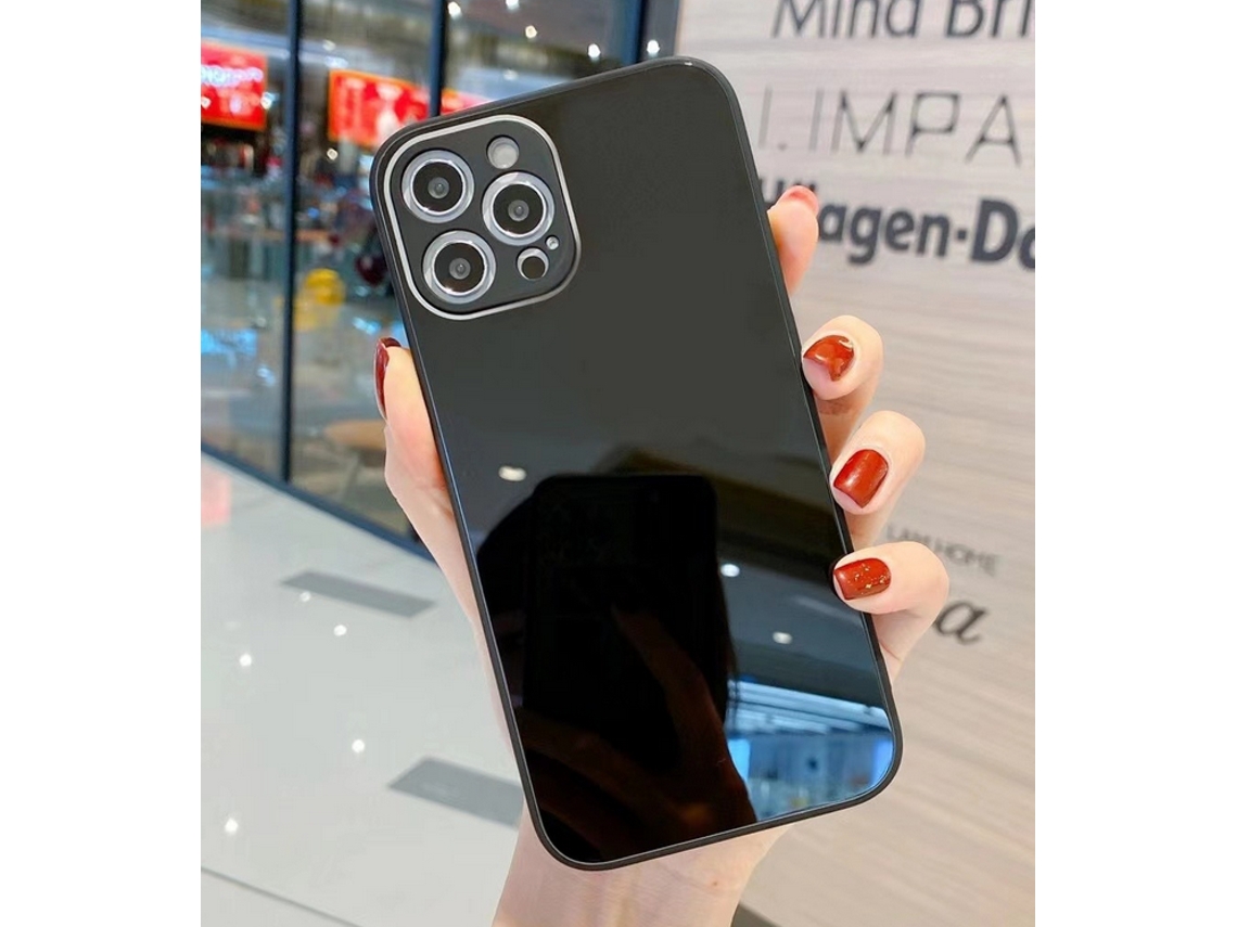 Cubierta De Teléfono (vidrio Líquido De Borde Recto, Silicona De Cubo Mágico) Yue Xinghui Compatible Con Iphone Black Apple 1