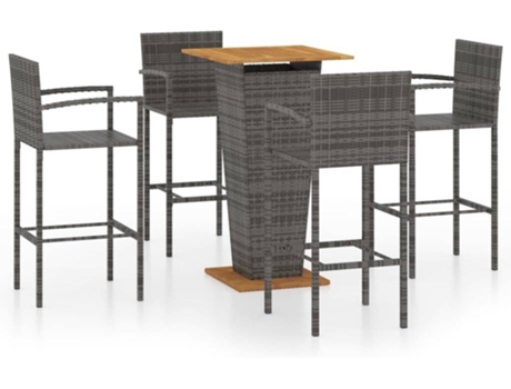 Conjunto 5 Conjunto de bar para jardín VIDAXL gris