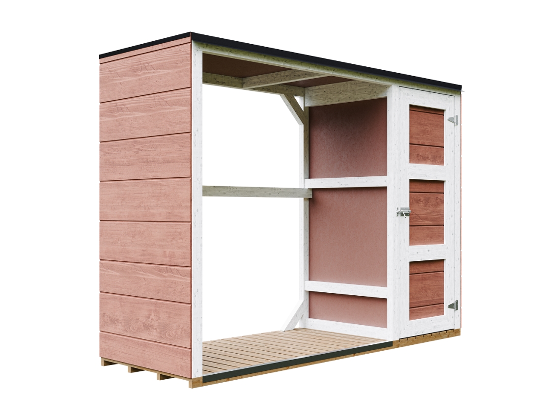 Refugio para leña al aire libre 75 x 217 x H159 cm, Refugio para herramientas y leña, 1,09 m², 0,53 m², Timbela M981 Redwood