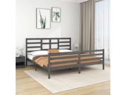 Estructura De Cama Sin Colchón Madera Maciza Gris 200x200 Cm