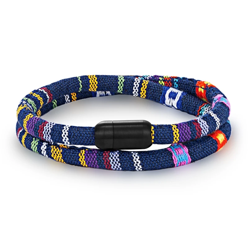 (azul Oscuro, 19 Cm) Pulsera Con Colgante Para Pareja, Sencilla, Colorida, Trenzada, Estilo Étnico, Hecha A Mano.