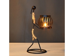 Candelabro de hierro forjado con decoración de cuerda de caña