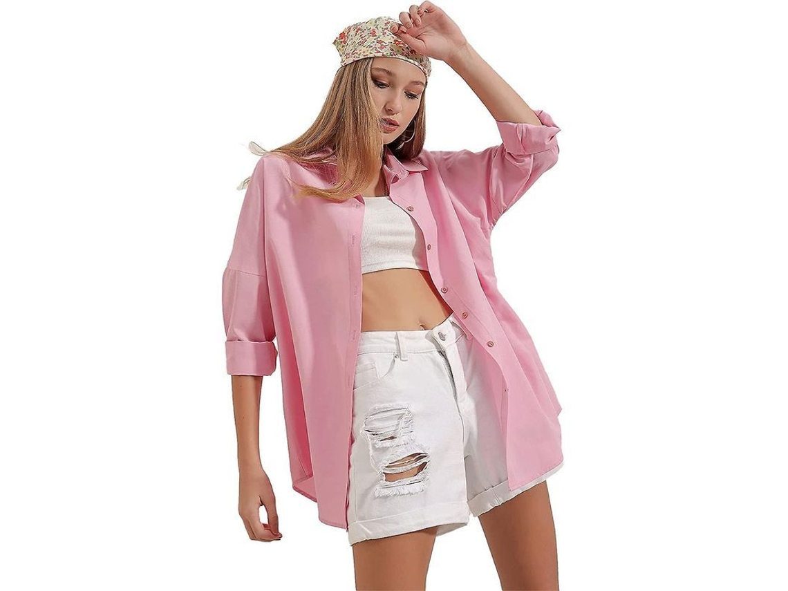 2026-blusas Para Mujer Ilwhe Con Manga Larga, Cuello V Y Botones, Tallas Plus, 70% Algodón 30% Poliéster