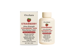 Crema revitalizante para la piel con textura de fresa.