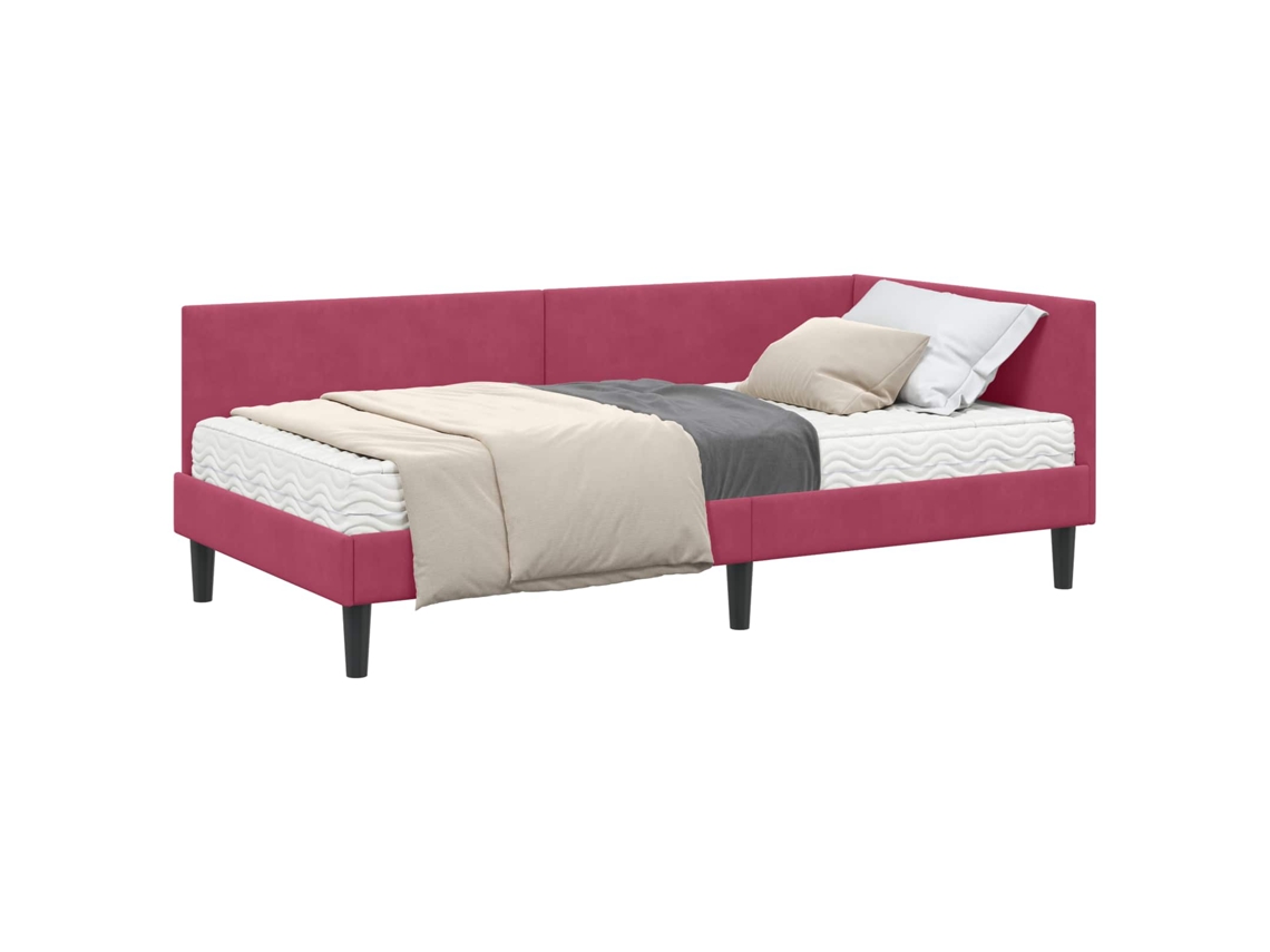 Maison Exclusive - Estructura De Cama Esquina Con Colchón 2 Pcs Verde Terciopelo