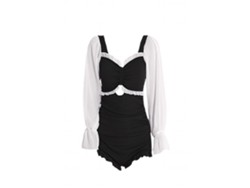 Traje de baño de manga larga de una pieza para mujer, estilo conservador.