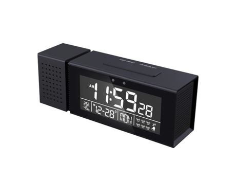 HURRISE Despertador Digital con Radio FM y Sensor de Temperatura y Humedad