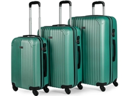 Conjunto de 3 Maletas de Viaje ITACA Extensible Verde (35/70/100 L)
