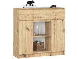 Cómoda de estilo clásico con 2 puertas y 3 cajones en grafito y roble - AKORD FURNITURE FACTORY