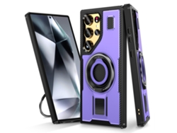 Capa Giratório para Samsung Galaxy S24 Ultra  Metal Anti-Choque Roxo
