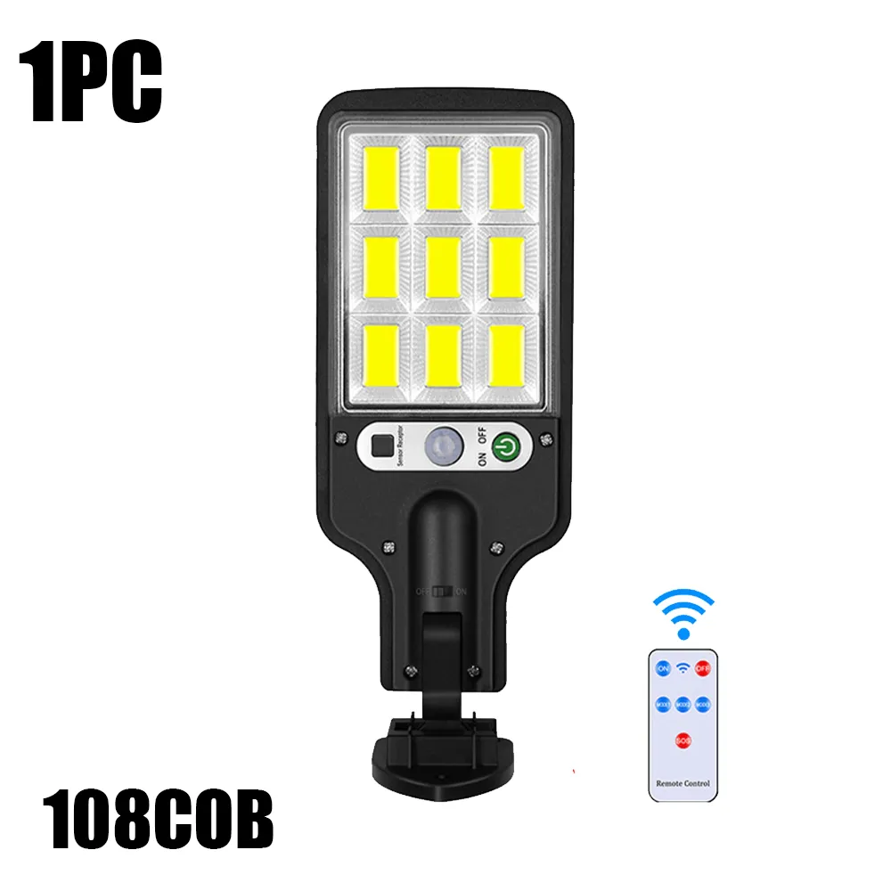Farola solar de 108 COB, inalámbrica, con sensor de movimiento y 3 modos de iluminación, ideal para puerta de entrada, jardín o porche. Aeuzwr