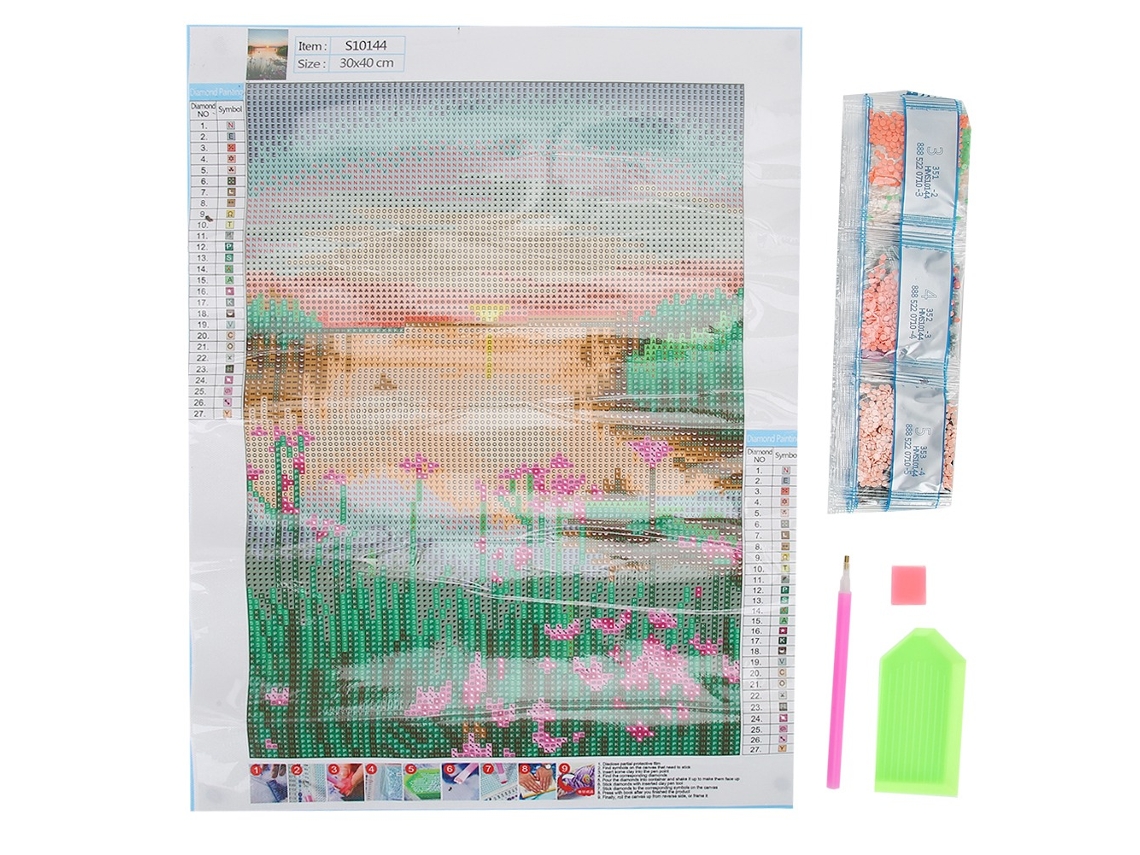 Rebe-kit De Pintura De Diamante 5d Para Crianças Com Piedras Strass Diy Arte Decoração Residencial Paisagem De Lago 30x40cm