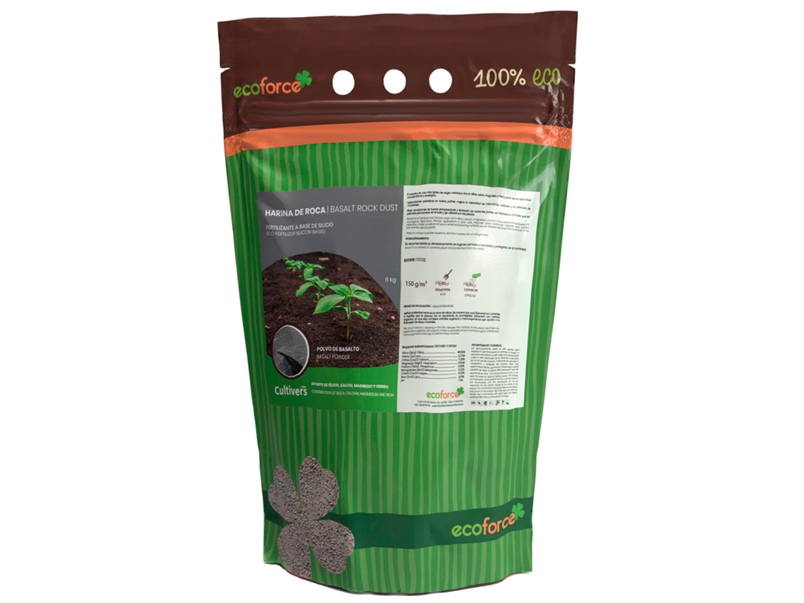 CULTIVERS Harina de Roca 6 kg Polvo de Basalto. Fertilizante Ecológico a base de Silicio que aporta Microelementos para todo tipo de plantas
