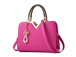 Bolso Bandolera De Moda Para Mujer De Gran Capacidad En Piel Sintética Con Colgante Rojo Rosa.