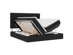 Maison Exclusive - Cama De Almacenamiento Led Con Colchón Negro 180 X 200 Cm Tela